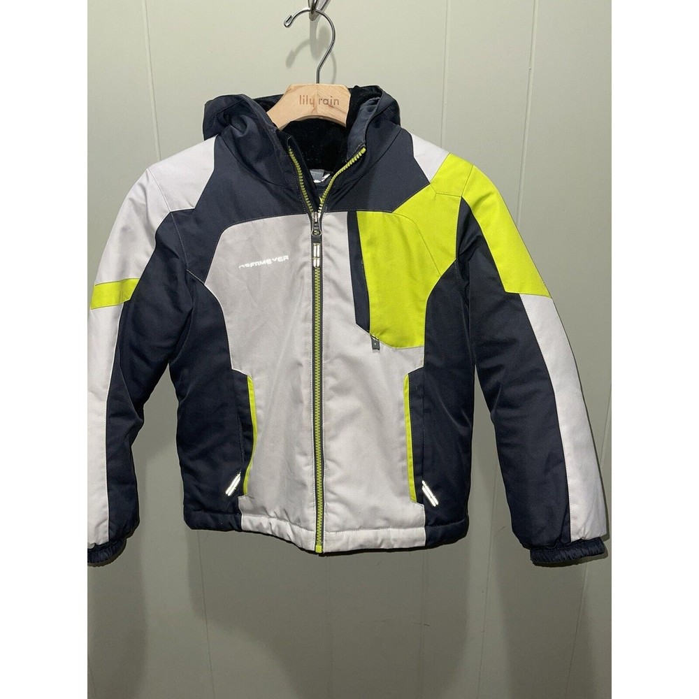 Obermeyer Aspen Colorado Boys Snow Ski Jacket Gray/Neon Green EUC